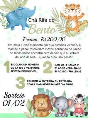 Convite Chá Rifa Safari com Animais para Editar Online