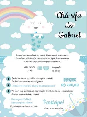Convite Chá Rifa Chuva de Amor com Nuvem para Editar Online