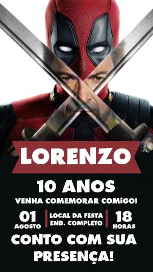 Convite de Aniversário Deadpool e Wolverine para Editar Online