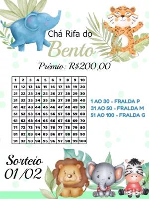 Rifa Chá de Bebê Safari com Animais para Editar Online