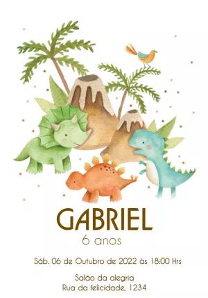 Convite Aniversário Dinossauros Fofos para Editar Online