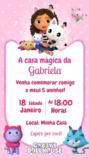 Convite de Aniversário A Casa Mágica da Gabby para Editar Online