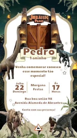 Convite de Aniversário Jurassic Park Editável para Imprimir