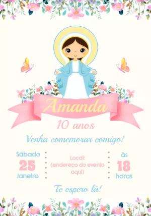 Convite Aniversário Nossa Senhora das Graças para Editar Online