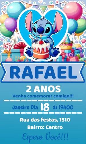 Convite de Aniversário do Stitch Editável Online para Imprimir