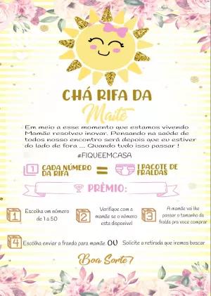 Convite Chá Rifa Raio de Sol Menina para Editar Online