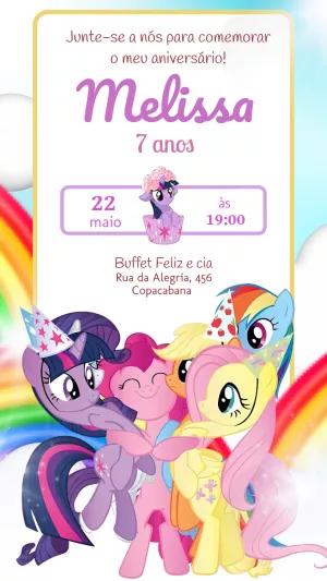 Convite de Aniversário My Little Pony para Editar Online