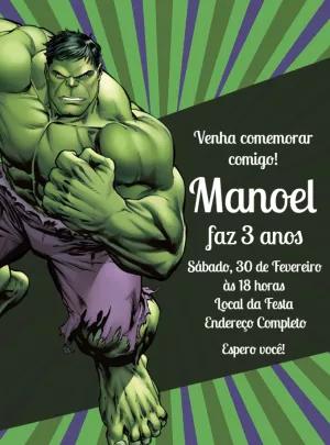 Convite de Aniversário Incrível Hulk para Editar Online