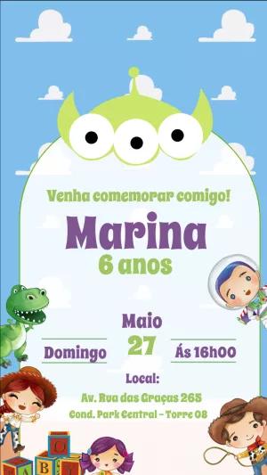 Convite de Aniversário Toy Story com Personagens para Editar