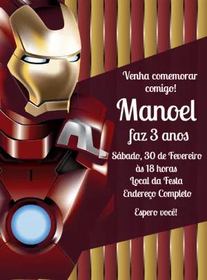Convite Aniversário Homem de Ferro para Editar Online