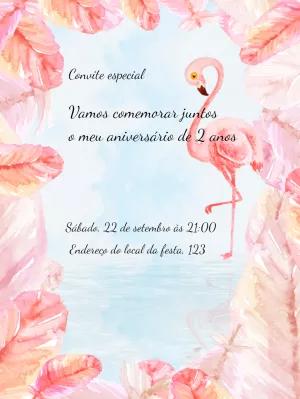 Convite de Aniversário Flamingo Tropical para Editar Online