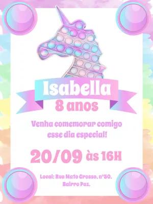 Convite Aniversário Fidget Toys Unicórnio para Editar Online
