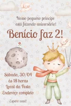 Convite Aniversário Pequeno Príncipe para Editar Online
