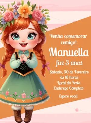 Convite Aniversário Anna Frozen para Editar Online