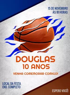 Convite de Aniversário Esportivo Basquete para Editar Online