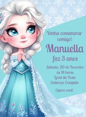 Convite Aniversário Frozen com Princesa do Gelo para Editar