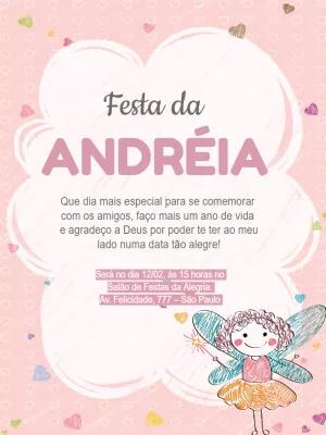 Convite de Aniversário Fada Rosa para Editar Online