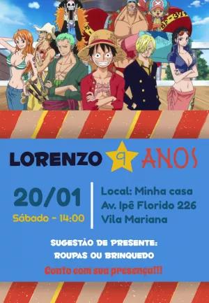 Convite de Aniversário One Piece com Luffy para Editar Online