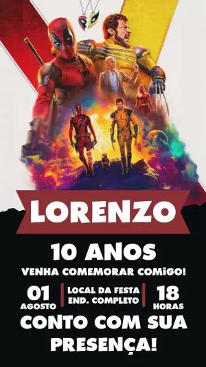 Convite de Aniversário Deadpool e Wolverine para Editar Online