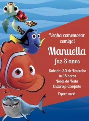 Convite Aniversário Procurando Nemo para Editar Online