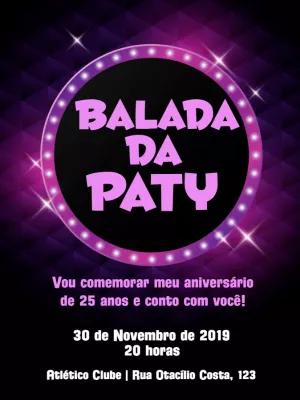 Convite de Aniversário Balada Neon para Editar e Enviar Online