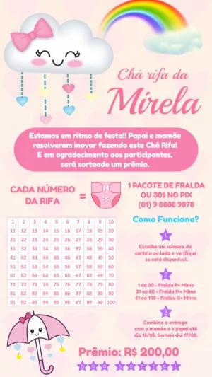 Convite Chá Rifa Chuva de Amor com Números para Editar Online