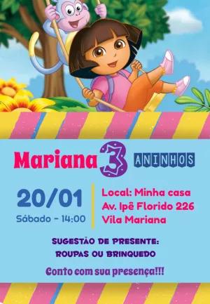 Convite de Aniversário Dora Aventureira para Editar Online