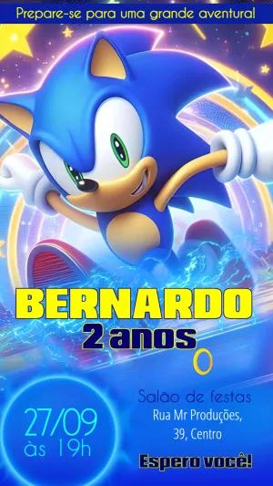 Convite de Aniversário Sonic para Editar Online e Imprimir