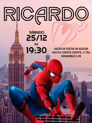 Convite de Aniversário Homem Aranha para Editar Online