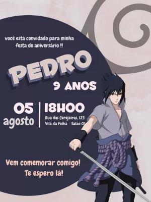 Convite Aniversário Naruto Sasuke para Editar Online