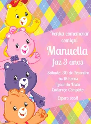 Convite Aniversário Ursinhos Carinhosos para Editar Online