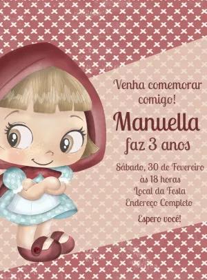 Convite Aniversário Chapeuzinho Vermelho para Editar Online