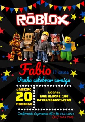 Convite de Aniversário Roblox com Personagens para Editar Online