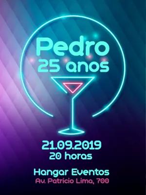 Convite de Aniversário Neon Drinks para Editar Online