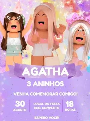 Convite de Aniversário Roblox Menina Lilás para Editar Online