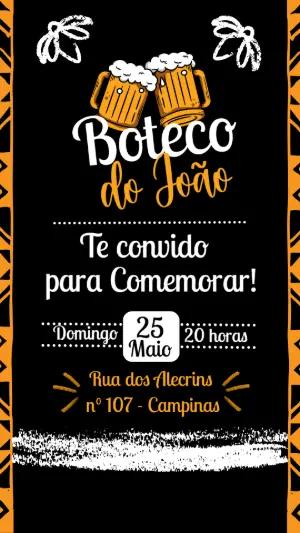 Convite de Aniversário Tema Boteco para Editar Online