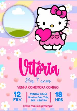 Convite de Aniversário Hello Kitty em Tons Pastéis para Editar