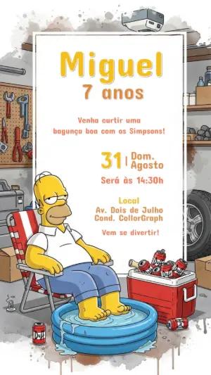 Convite de Aniversário Os Simpsons com Homer para Editar Online