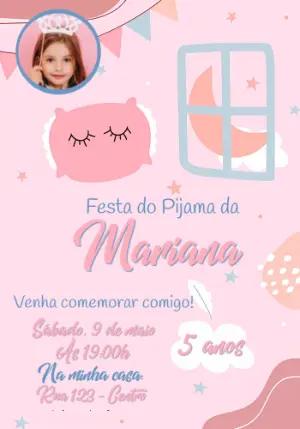 Convite Festa do Pijama com Foto para Editar Online