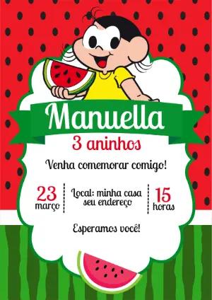 Convite de Aniversário Magali Melancia para Editar Online