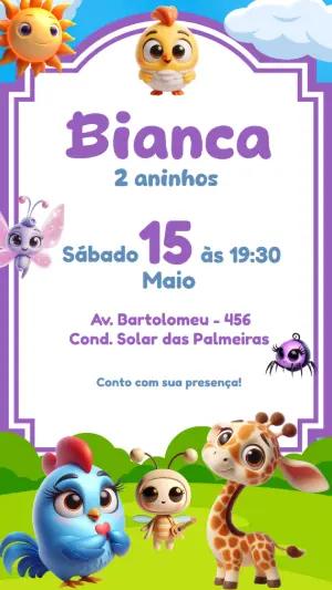 Convite de Aniversário Galinha Pintadinha para Editar Online