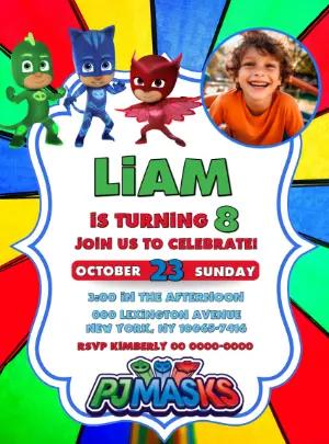 PJ Masks Birthday Party Invitation | Editable Digital Template with photo