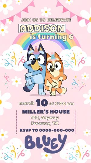 Bluey & Bingo Birthday Party Invitation | Editable Template