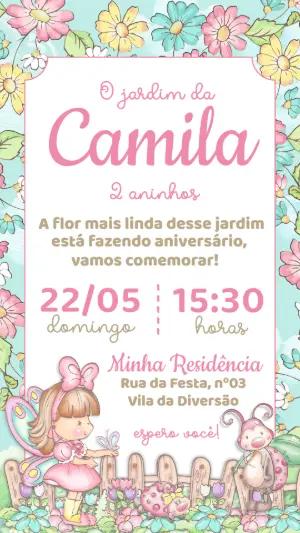 Convite Aniversário Jardim da Fadinha Delicado para Editar