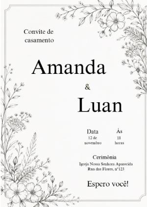 Convite de Casamento Floral Clássico: Modelo Editável Online