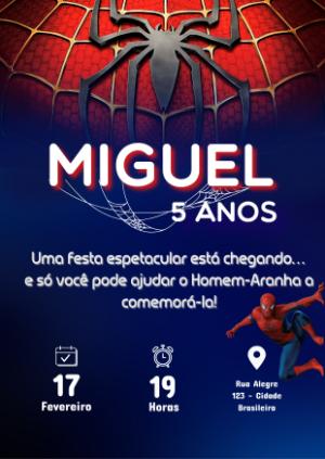 Convite de Aniversário Homem-Aranha para Editar Online