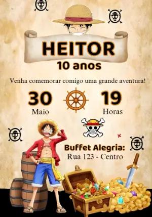 Convite de Aniversário One Piece Pirata | Modelo Editável
