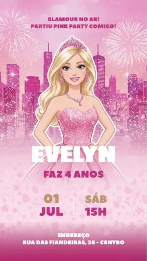 Convite de Aniversário Barbie Editável Online para Imprimir