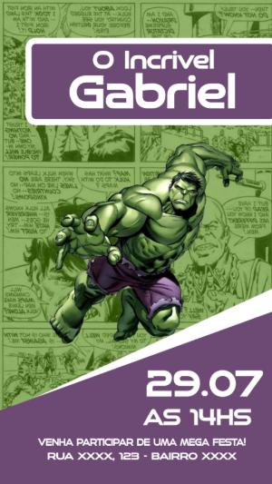 Convite de Aniversário Incrível Hulk para Editar Online