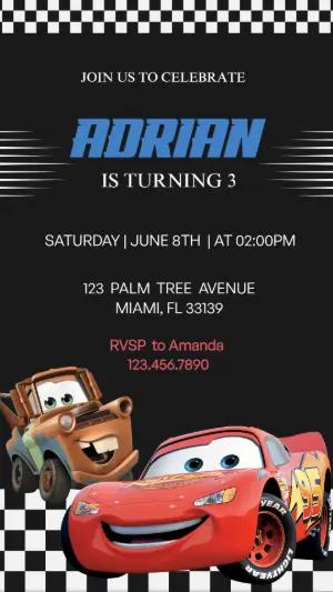 Disney Cars Birthday Invitation | Editable Digital Template